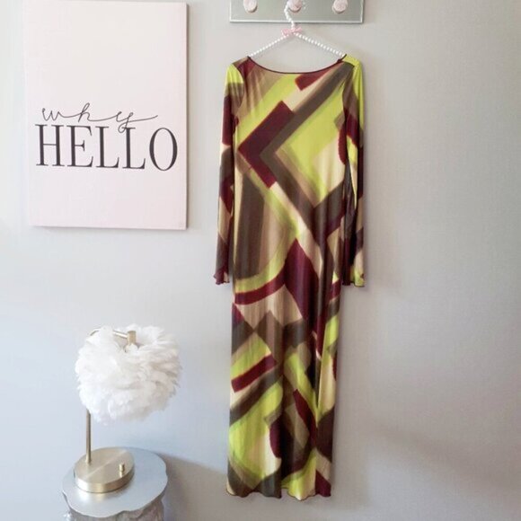 NWOT Zara multicolour abstract geometric print open back midi dress, M - Picture 10 of 14